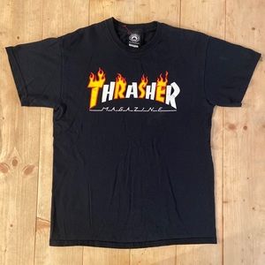 Authentic Rare Thrasher Magazine Mens Flaming Flame Logo T-Shirt Adult Size M